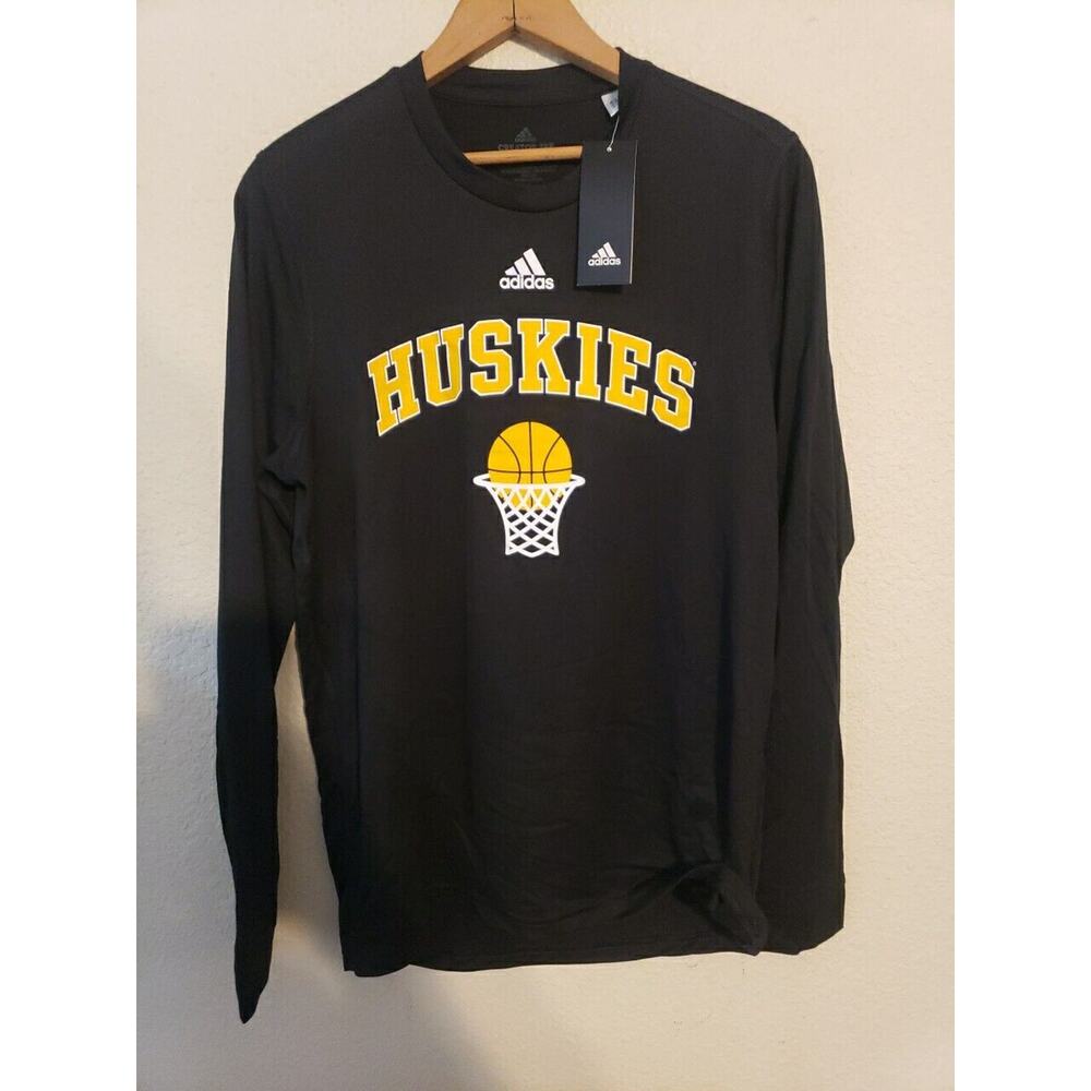 NEW ADDIDAS POLYESTER Long Sleeve MEDIUM HUSKIES basketball Team Yellow Black